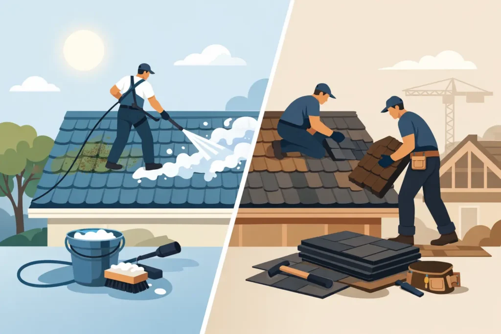 Roof Cleaning vs Roof Replacement